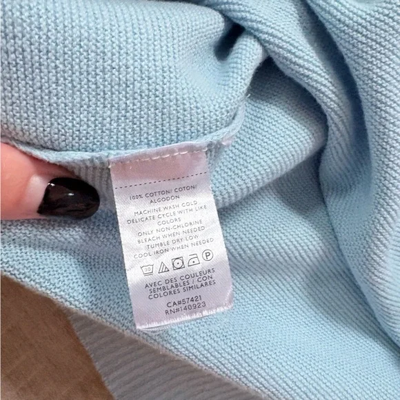 Loft Sky Blue V-Neck Sweater - Picture 5 of 7